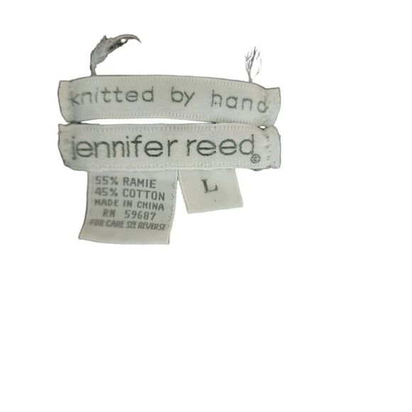 Vintage 80s Hand Knit Crew Neck Sweater Womens  L Black Floral Cottage - Picture 4 of 5